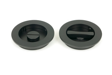 From The Anvil's Matt Black Plain Round Pull - Privacy Set; #finish_matt-black