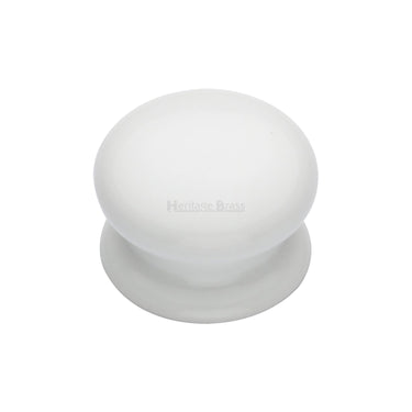 M Marcus - Heritage Brass - Plain White Porcelain Cabinet Knob - 32mm; #finish_porcelain
