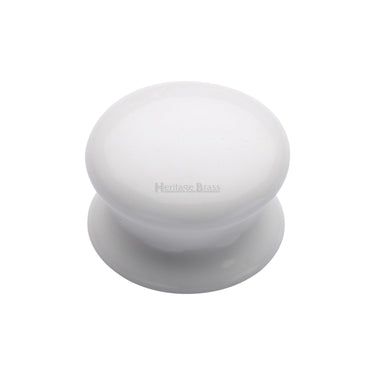 M Marcus - Heritage Brass - Plain White Porcelain Cabinet Knob - 38mm; #finish_porcelain