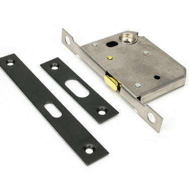 From The Anvil's Aged Bronze Sliding Door Lock; #finish_aged-bronze