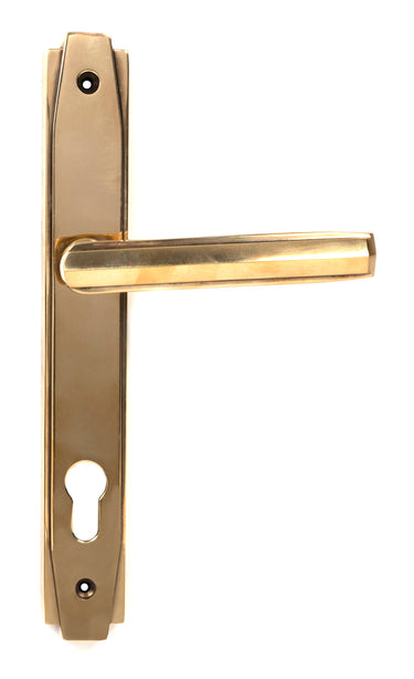 From The Anvil's Aged Brass Art Deco Slimline Lever Espag. Lock Set; #finish_aged-brass