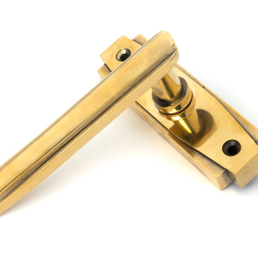 From The Anvil's Aged Brass Art Deco Lever on Rose Set; #finish_aged-brass