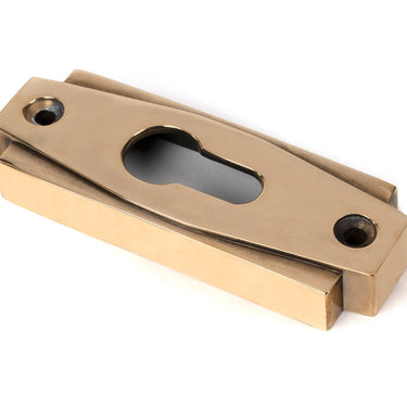 From The Anvil's Aged Brass Art Deco Euro Escutcheon Set; #finish_aged-brass