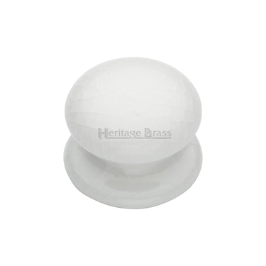 M Marcus - Heritage Brass - White Crackled Porcelain Cabinet Knob - 32mm; #finish_porcelain