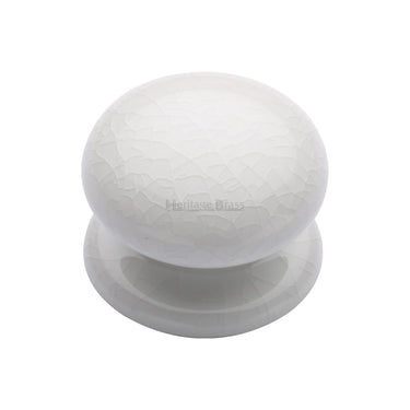 M Marcus - Heritage Brass - White Crackled Porcelain Cabinet Knob - 38mm; #finish_porcelain