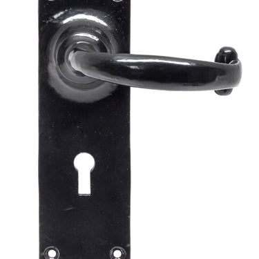From The Anvil's Black Cottage Lever Lock Door Handles; #finish_black