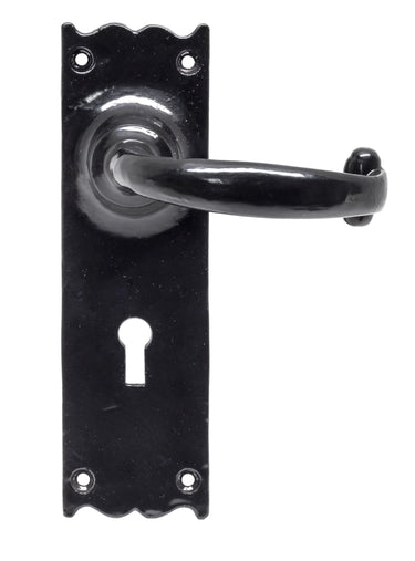 From The Anvil's Black Cottage Lever Lock Door Handles; #finish_black