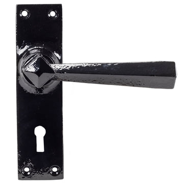From The Anvil's Black Straight Lever Lock Door Handles; #finish_black