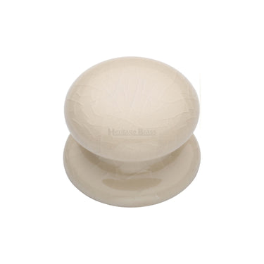 M Marcus - Heritage Brass - Cream Crackled Porcelain Cabinet Knob - 32mm; #finish_porcelain