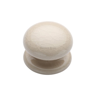 M Marcus - Heritage Brass - Cream Crackled Porcelain Cabinet Knob - 38mm; #finish_porcelain