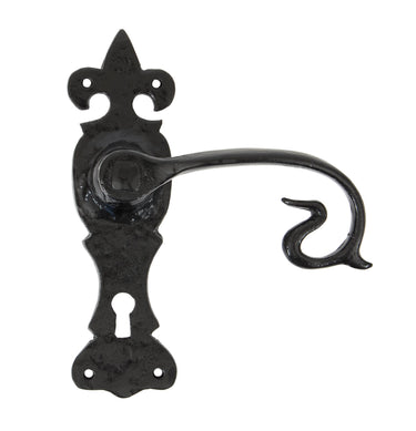From The Anvil's Black Curly Lever Lock Door Handles; #finish_black