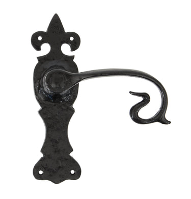 From The Anvil's Black Curly Lever Latch Door Handles; #finish_black