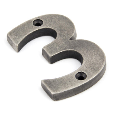 From The Anvil's Antique Pewter Antique Pewter Numeral; #number_3