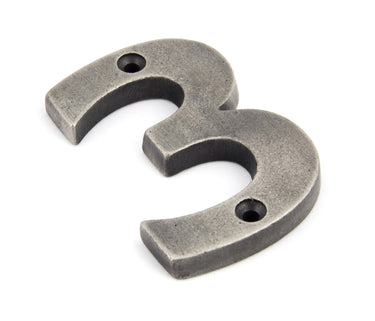 From The Anvil's Antique Pewter Antique Pewter Numeral; #number_3