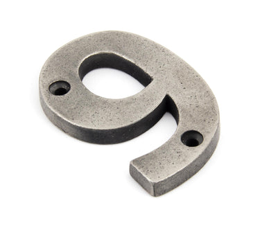 From The Anvil's Antique Pewter Antique Pewter Numeral; #number_9