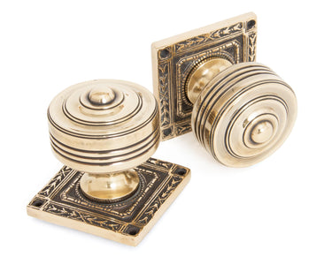 From The Anvil's Aged Brass Tewkesbury Square Mortice Knob Set; #finish_aged-brass