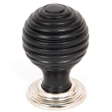 From The Anvil's Ebony Wooden Beehive Cabinet Knob; #rose_polished-nickel