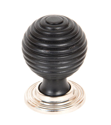From The Anvil's Ebony Wooden Beehive Cabinet Knob; #rose_polished-nickel