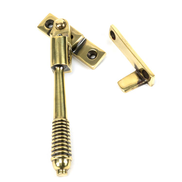 From The Anvil's Aged Brass Night-Vent Locking Reeded Fastener; #finish_aged-brass