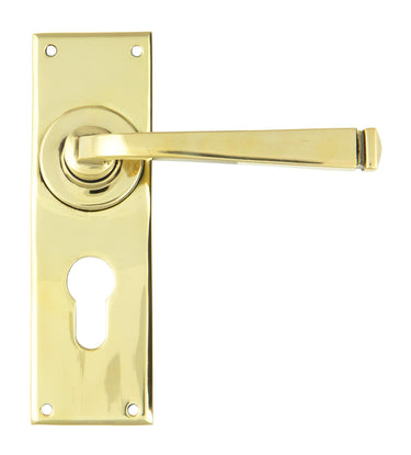 From The Anvil's Aged Brass Avon Lever Euro Lock Door Handles; #finish_aged-brass