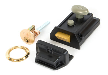 From The Anvil's Black Traditional Case Night Latch; #finish_black