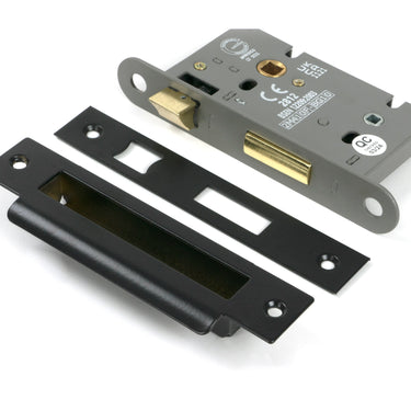 From The Anvil's Black Heavy Duty Bathroom Mortice Lock; #finish_black
