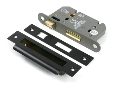 From The Anvil's Black Heavy Duty Bathroom Mortice Lock; #finish_black