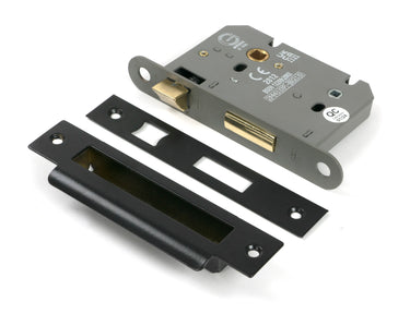From The Anvil's Black Heavy Duty Bathroom Mortice Lock; #finish_black