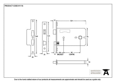 From The Anvil's Black 5" Horizontal 3 Lever Sash Lock; #finish_black