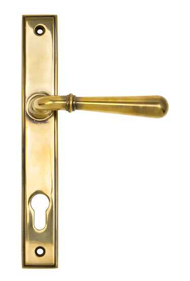 From The Anvil's Aged Brass Newbury Slimline Lever Espag. Lock Set; #finish_aged-brass
