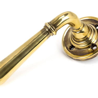 From The Anvil's Aged Brass Newbury Lever on Rose Set; #finish_aged-brass