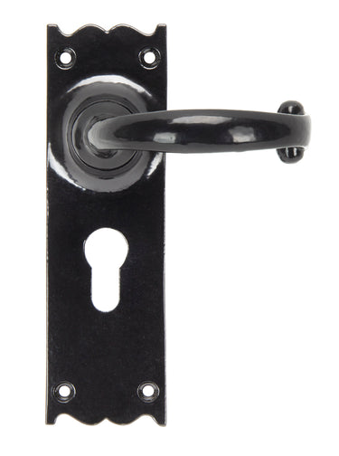 From The Anvil's Black Cottage Lever Euro Lock Door Handles; #finish_black
