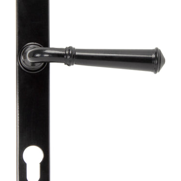 From The Anvil's Black Regency Slimline Lever Espag. Lock Set; #finish_black
