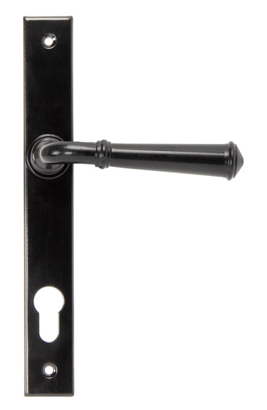 From The Anvil's Black Regency Slimline Lever Espag. Lock Set; #finish_black