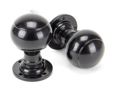 From The Anvil's Black Regency Mortice/Rim Knob Set; #finish_black