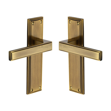 M Marcus - Heritage Brass - Atlantis Door Handles - Latch - Pair; #finish_antique-brass