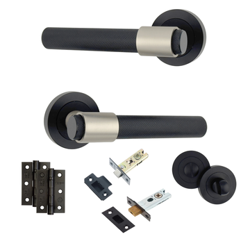 AXS Hardware - AXS Dakota Knurled Door Handles on Rose - Door Pack; #finish_black