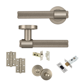 AXS Hardware - AXS Dakota Knurled Door Handles on Rose - Door Pack; #finish_satin-nickel