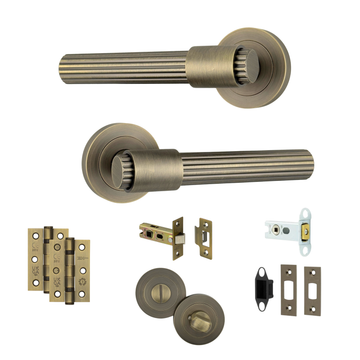 AXS Hardware - AXS Nevada Door Handles on Rose - Door Pack; #finish_antique-brass