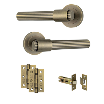 AXS Hardware - AXS Nevada Door Handles on Rose - Door Pack; #finish_antique-brass