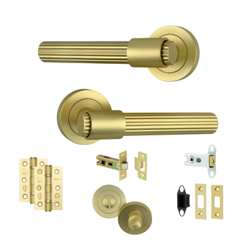 AXS Hardware - AXS Nevada Door Handles on Rose - Door Pack; #finish_satin-brass