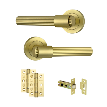 AXS Hardware - AXS Nevada Door Handles on Rose - Door Pack; #finish_satin-brass