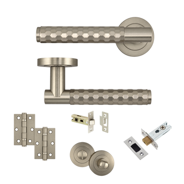 AXS Hardware - AXS Montana Knurled Door Handles on Rose - Door Pack; #finish_satin-nickel