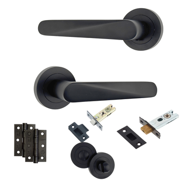 AXS Hardware - AXS Detroit Door Handles on Rose - Door Pack; #finish_black