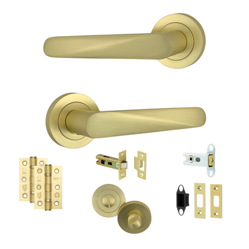 AXS Hardware - AXS Detroit Door Handles on Rose - Door Pack; #finish_satin-brass