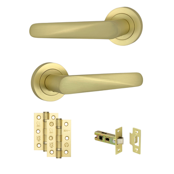AXS Hardware - AXS Detroit Door Handles on Rose - Door Pack; #finish_satin-brass