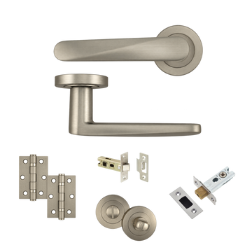 AXS Hardware - AXS Detroit Door Handles on Rose - Door Pack; #finish_satin-nickel