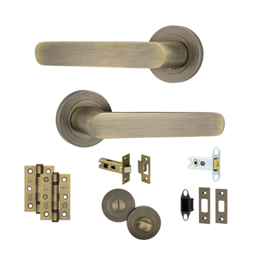 AXS Hardware - AXS Harlem Door Handles on Rose - Door Pack; #finish_antique-brass