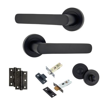 AXS Hardware - AXS Harlem Door Handles on Rose - Door Pack; #finish_black