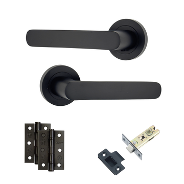 AXS Hardware - AXS Harlem Door Handles on Rose - Door Pack; #finish_black